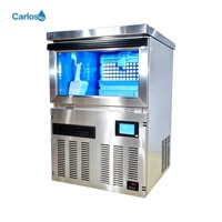 Machine à glaçons commerciale haut de gamme à refroidissement par air avec fenêtre de visualisation de la glace et fonction d'éclairage bleu pour les magasins de boissons, les salons et les lieux événementiels