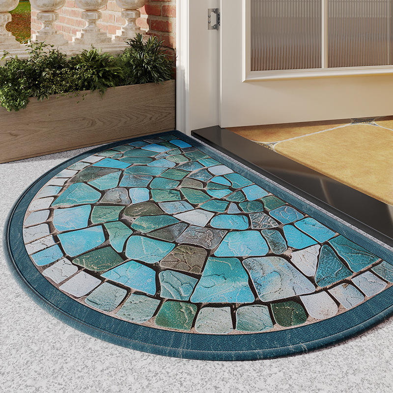 พื้นยางกำมะหยี่ผ้าฝ้ายไม้ไผ่ - สีน้ำเงินอิฐหิน