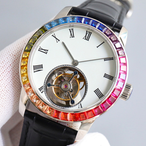 Reloj de Negocios Elegante de Primera Calidad, Homenaje al Diseño de Lujo Icónico, Cristal de Zafiro, Bisel con Piedras Preciosas de Colores, Reloj Mecánico con Tourbillon - Product Image 2
