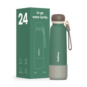 Gobelet isotherme à petite ouverture de style américain, 19oz 24oz, en acier inoxydable 304, bouteille d'eau portable avec poignée et paille - Product Image 1