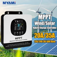 Contrôleur de charge hybride éolien-solaire MYAMi MPPT 20A 35A Max 130V PV Entrée 12V 24V 48V Automatique Affichage LCD RS485 pour usage domestique