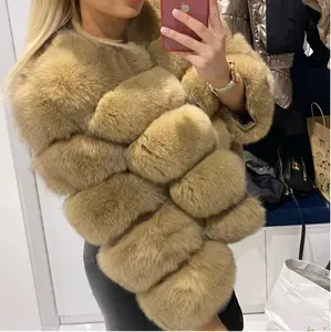 फैशन सर्दियों के गर्म लंबे कोट असली फॉक्स फर जैकेट महिलाओं प्राकृतिक फर ऊपर का कपड़ा नई आगमन