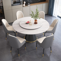 Ensemble de table et de chaises de salle à manger en pierre frittée ronde et moderne de luxe Offre Spéciale avec pieds en métal Tuochen 4-8 Hotel Use Couleur personnalisée