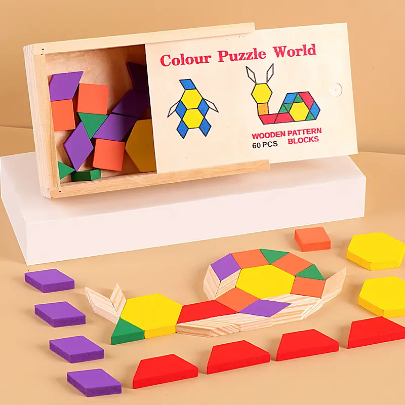 पहेली लकड़ी 60 टुकड़े पहेली बच्चे रंग मान्यता उत्पाद लड़कों और लड़कियों रचनात्मक इकट्ठे इमारत ब्लॉकों खिलौने