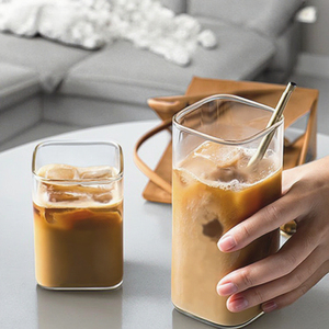 Copos De água Resistentes Ao Calor Xícara De Chá Transparente Caneca De Café Copo De Vidro Quadrado Para Beber Leite Suco De Vinho Sobremesa - Product Image 5
