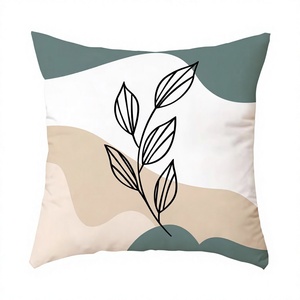 Minimalist Square Cotton <b>Throw</b> <b>Pillow</b> Cover Plant Pattern Embroidery Bohemian Style Removable Washable Customizable for Home - Product Image 1