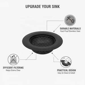 Bền chống gỉ Đen Thép không gỉ bồn rửa nhà bếp chống tắc nghẽn nhà bếp cạnh rộng bồn rửa sàn cống Lọc - Product Image 5