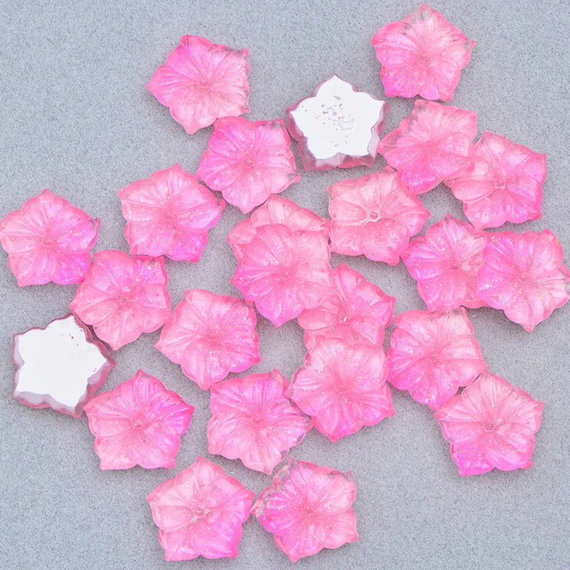 En gros 20mm Rose Fleur Décoration Strass Applique Flatback Résine Cristal Pierres pour BRICOLAGE Artisanat