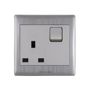 BOGE Stainless Steel Original Color 13a Wall Sockets And Switches Uk With 1 Gang 1 Way Switch