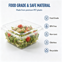 Emballages personnalisés jetables, recyclables, transparents, en plastique PET pour biscuits, gâteaux, pain, salades, tiramisu, emballages alimentaires avec couvercles