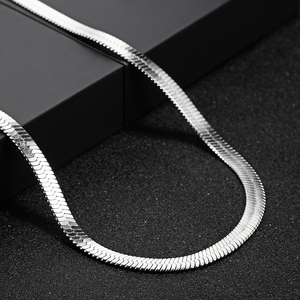 NUOYA 3mm 4mm 5mm Women Men Flat Snake <strong>Layered</strong> Chain <strong>Silver</strong> Stainless Steel Jewelry Herringbone <strong>Necklace</strong> - Product Image 5