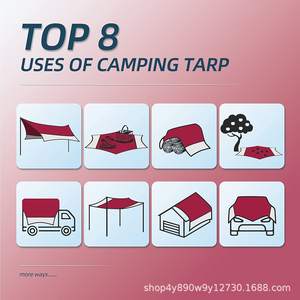 Lona impermeable Woqi de 4.3m x 2.1m, toldo ligero para acampar con postes y estacas para uso en exteriores. - Product Image 2