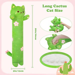 A381 cuerpo largo lindo Cactus gato almohada Kawaii peluche suave juguetes de peluche regalo niños <span class=keywords><strong>Caracal</strong></span> gato cubo cuerpo almohada - Product Image 2