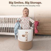 Grand panier à linge pour bébé en forme de girafe pour la décoration de la chambre d'enfant, panier à linge pour vêtements sales, panier à linge pour bébé en forme d'animal, bac de rangement en corde de coton pour la chambre de bébé