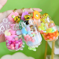 Nouveau acrylique veilleuse flottant Boba porte-clés mobile liquide lait thé tasse porte-clés sac pendentif Boba porte-clés