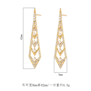 Boucles d'oreilles pendantes en zircon cubique plaqué or 18K, bijoux pour mariage, fête de demoiselle d'honneur, nouvelle collection - Product Image 2