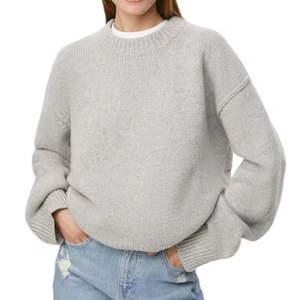 Maglione Lavorato a Maglia per <span class=keywords><strong>Donna</strong></span> con Logo Personalizzato OEM, Collo Tondo, Maniche Lunghe, Moda Oversize, Abbigliamento Invernale - Product Image 1