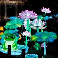 Lampu Lampion Sutra Zigong, Lampu Motif Bunga dan Hewan LED, Lampu Taman Tahan Air untuk Kebun, Danau, Festival Cahaya Taman