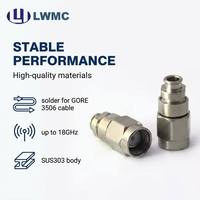 Connecteur LWMC SMA mâle à souder pour câble GORE 3506, sans broche, contact externe passif plaqué, jusqu'à 18 GHz, corps en SUS303