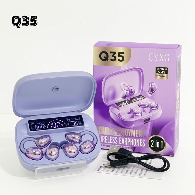 Q35 Over-ear Headphones OWS Bone Conduction Electroplated, High-definition Digital Display, Ultra-long Battery Life Headphones