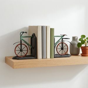 AK Brass Multicolor Bicycle Metal <b>Bookends</b> Set Of 2 Decorative Book Holders for Desk Shelf Home Office Library Decor - Product Image 1