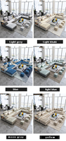 Canapé d'Angle Moderne avec Fonction Musicale, en Tissu, Salon, Sectionnel, Ensemble de Canapés 7 Places avec LED