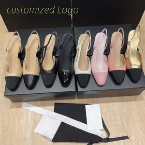 Sandales de luxe pour femme en cuir véritable, à talon compensé, bout fermé, à enfiler, en satin, pour l'été - Product Image 2