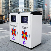 Poubelle extérieure rectangulaire intelligente à induction, compacte et alimentée par énergie solaire, en métal, pour le recyclage