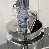 Homogénéisateur-mélangeur électrique à double enveloppe en acier inoxydable pour la fabrication de shampoings et émulsions cosmétiques