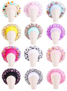 Venta al por mayor de gorros de etiqueta privada, gorros de una sola capa para niños, gorros de satén para dormir para bebés con banda ancha elástica - Product Image 6