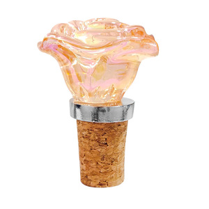 Valentine's Day Colored Rose Wine Stoppers Wooden Cork Red Wine Bottle Stopper Silver Color For Decorations - Product Image 2
