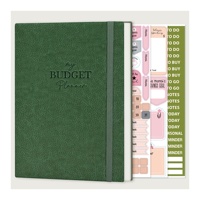 Vente en gros A5 couverture rigide Paycheck journaux mensuel argent organisateur personnalisé non daté PU cuir budget planificateurs avec autocollants