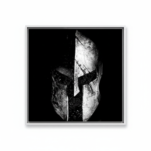 Spartan Helmet Molon Labe Canvas: Modern <b>Black</b> & White Print,WHITE <b>FRAMED</b> CANVAS - Product Image 2