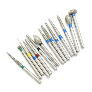 أزيزات الأسنان مثقاب ماسي مستديرة وكمثرية الشكل من الفولاذ المقاوم للصدأ لقطعة اليد عالية السرعة، 10 قطع/عبوة - Product Image 4