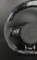 Volant en fibre de carbone forgée avec flocons bleus, gainé d'Alcantara, lumières de changement de vitesse LED, pour Volkswagen Golf 6 7 7.5