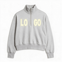 Sweat-shirt à capuche pour homme avec demi-fermeture éclair, en coton tricoté, broderie graphique, idées de nouveaux produits personnalisés ODM/OEM