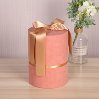 Emballage de cadeaux de mariage en velours rond personnalisé Boîtes en carton avec ruban Logo personnalisé
