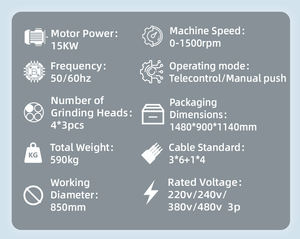 ジンクン 簡単操作 工業用コンクリート研磨機 15kW 半自動 高効率 床磨き機 - Product Image 6