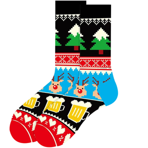 Chaussettes amusantes pour hommes 2026 – Chaussettes <span class=keywords><strong>de</strong></span> Noël originales et confortables en coton imprimé, motif rennes et Père Noël, respirantes et stylées - Product Image 6