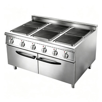 Équipement de restaurant professionnel, cuisinière électrique à 6 brûleurs carrés avec armoire de base à 2 portes pour un rangement facile en cuisine