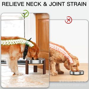 Support surélevé en bois pour gamelles d'animaux, base ronde, pour chiens et chats, utilisation intérieure - Product Image 4