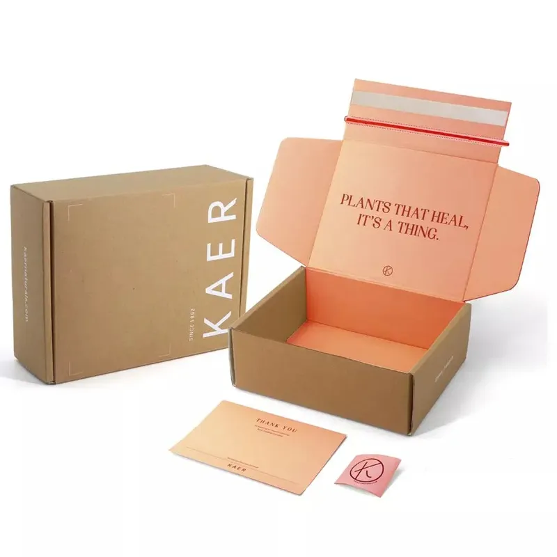 recycelte materialien benutzerdefiniert gedruckt wellpappe aufreiß-versandkarton versandpapier-box kraftpapier express-kosmetikverpackungsbox