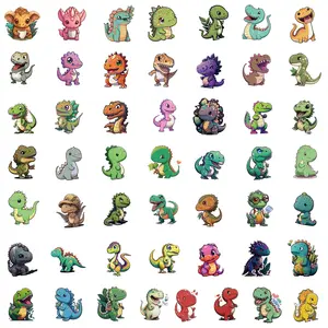 Wholesale Price 50Pcs Child Like Green Dinosaur Cartoon Decorative Sticker For Laptop Skateboard Luggage Guitar Scrapbook