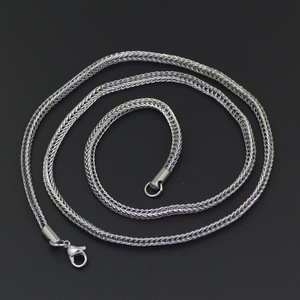3Mm Square Foxtail <b>Chain</b> Necklace, Stainless Steel, Steel/Gold Hip Hop Necklace Tanjing Fashion Lijing Necklace - Product Image 3