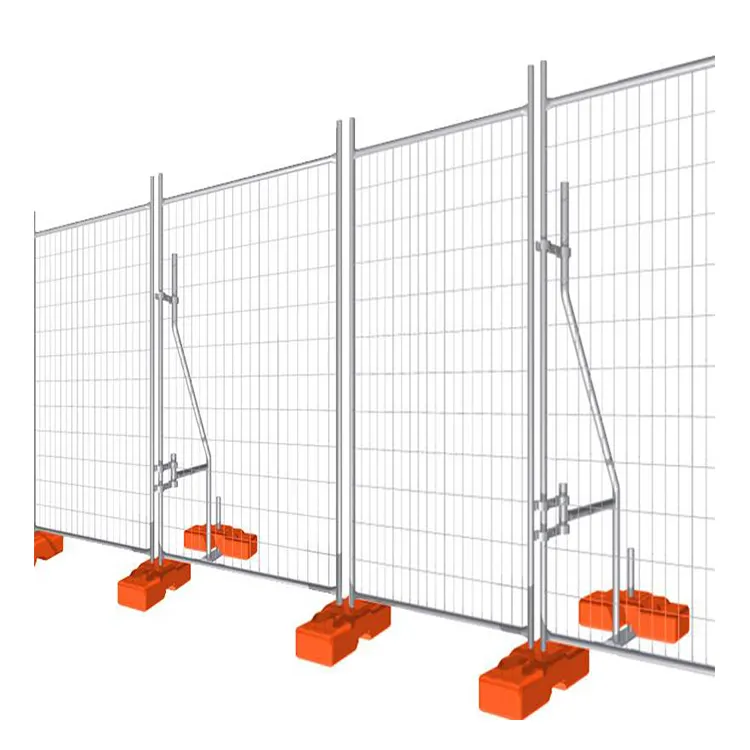 Hot selling powder coated high quality construction fence temporary temporary fence with rubber feet