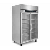 Réfrigérateur et congélateur commercial en acier inoxydable 1010L, congélateur commercial à 2 portes vitrées, refroidissement par air