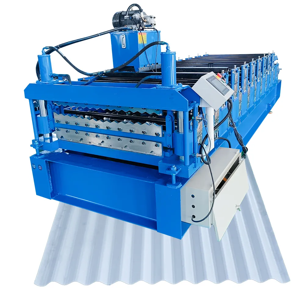 new roof use double layer corrugated profile steel roofing sheet roll forming machine roof tile making machine