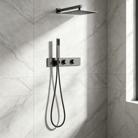 Ensemble de douche WEIHAO gris anthracite, 2 fonctions, douche de plafond carrée avec douchette à main, système de douche moderne pour salle de bain d'hôtel