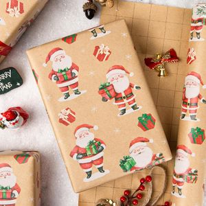 <b>Christmas</b> Wrapping Paper Kraft Santa Claus Presents 17 In X 32.8 Ft <b>Mini</b> Roll Gift Wrap For Holiday Season - Product Image 2