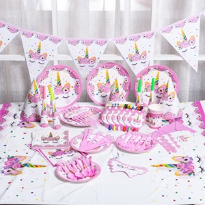 Vaisselle Jetable de Fête à Motif de Dessin Animé 90 Pièces, Fournitures de Fête à la <span class=keywords><strong>Licorne</strong></span>, Décorations de Fête d'<span class=keywords><strong>Anniversaire</strong></span> pour Enfants, Vente en Gros - Product Image 1